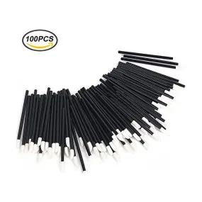 100 Pcs Disposable Lip Brushes Make Up Brush Lipstick Lip Gloss Wands Applicator Tool Makeup Beauty Tool Kits (Black)