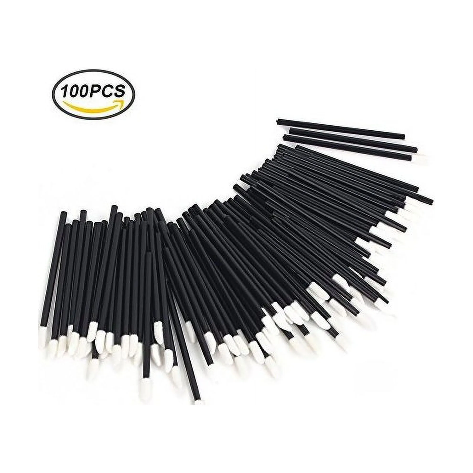 100 Pcs Disposable Lip Brushes Make Up Brush Lipstick Lip Gloss Wands Applicator Tool Makeup Beauty Tool Kits (Black)