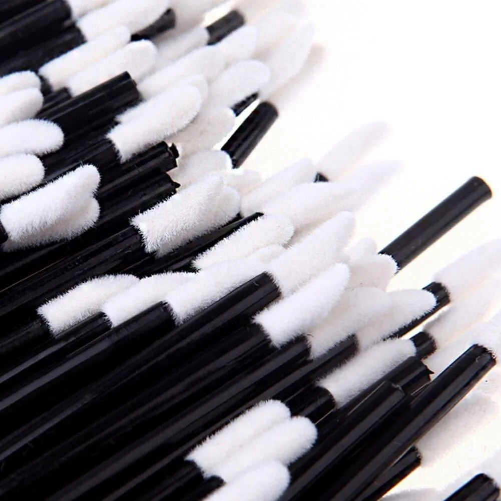 100 Pcs Disposable Lip Brushes Make Up Brush Lipstick Lip Gloss Wands Applicator Tool Makeup Beauty Tool Kits (Black)