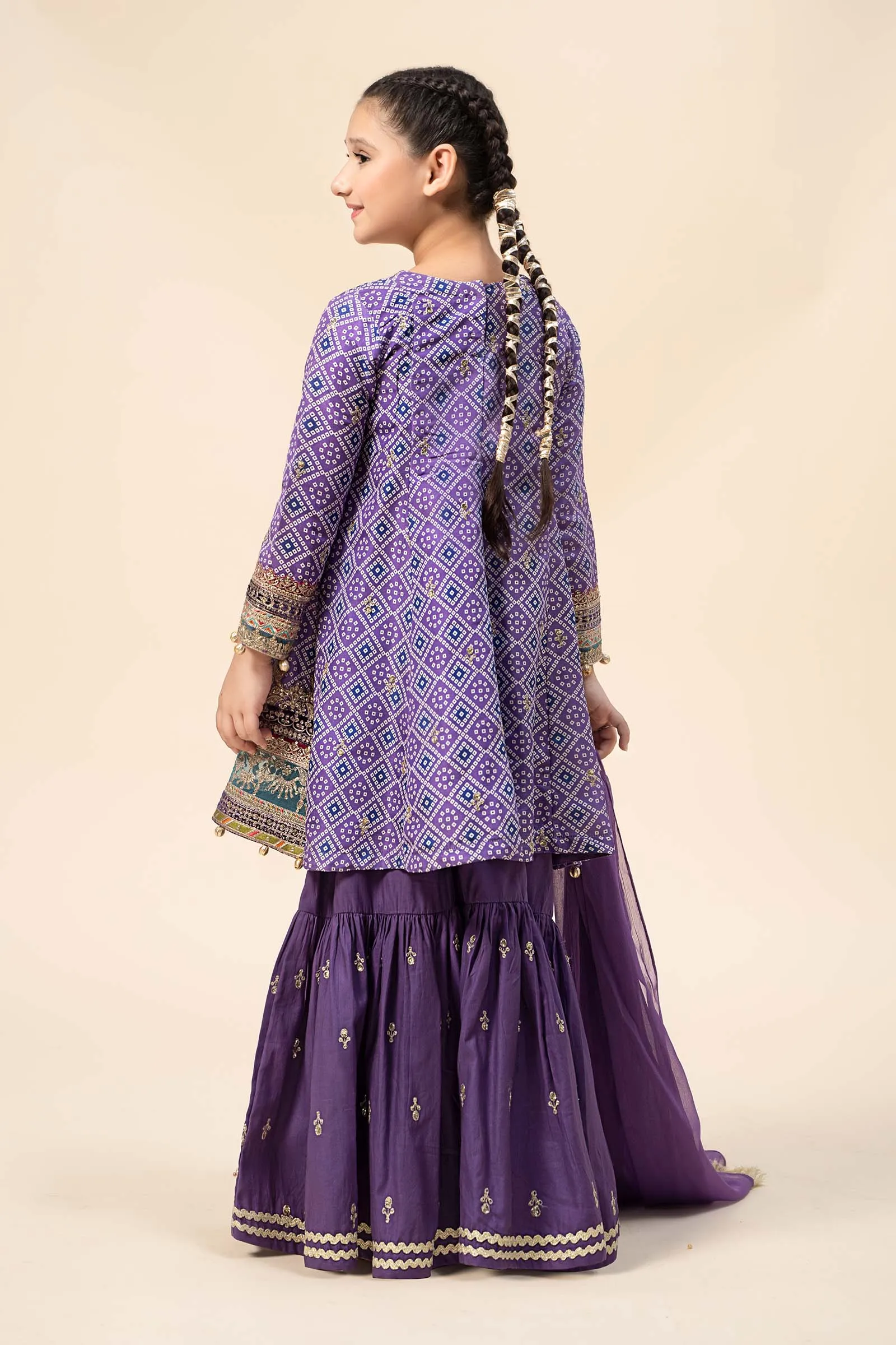 3 Piece Embroidered Raw Silk Suit | MKS-W24-20