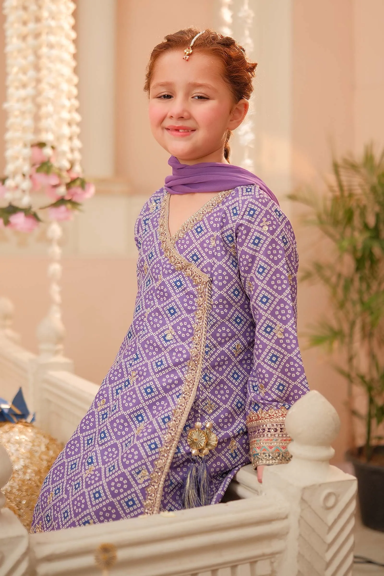 3 Piece Embroidered Raw Silk Suit | MKS-W24-20