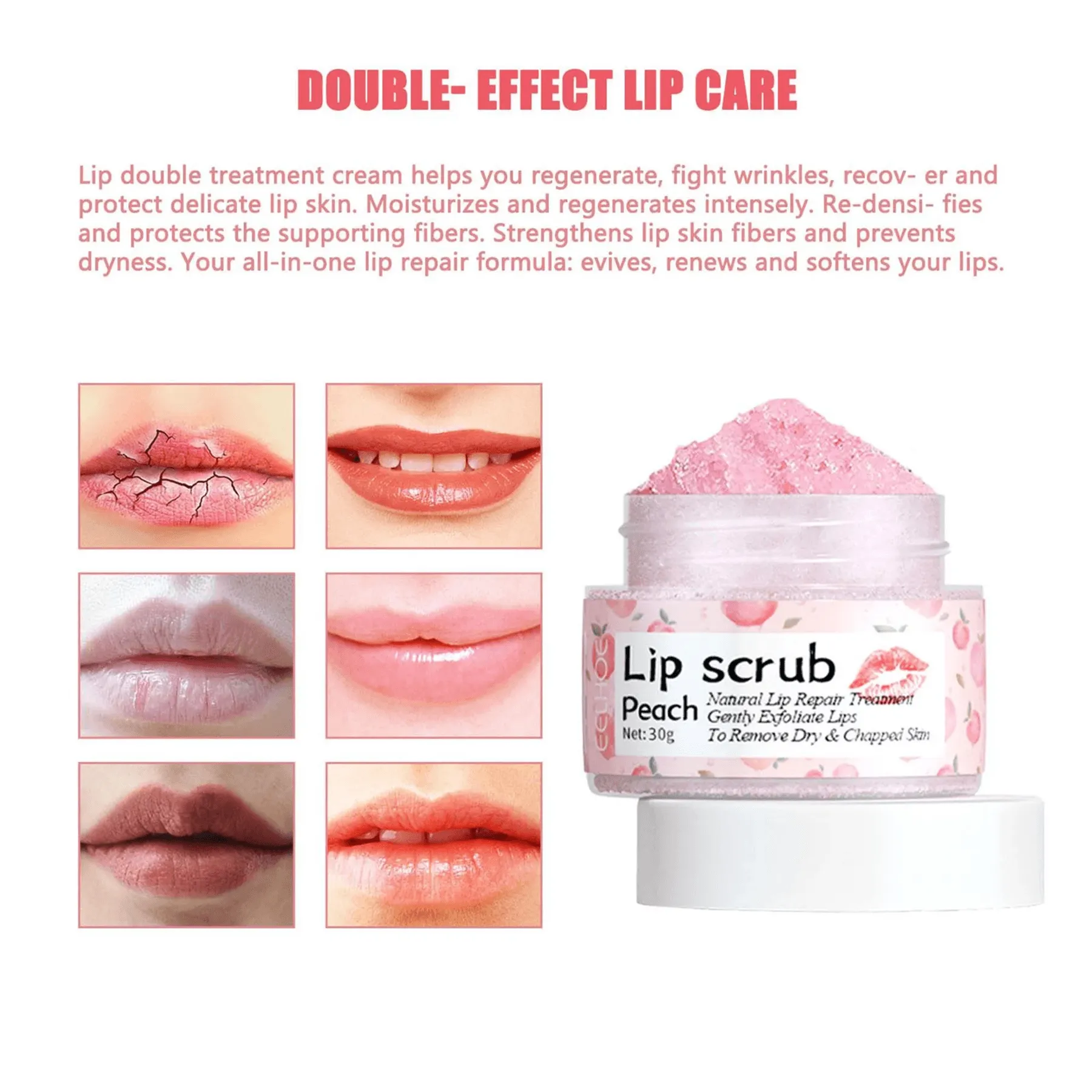 EELHOE Lip Scrub Peach - 30g