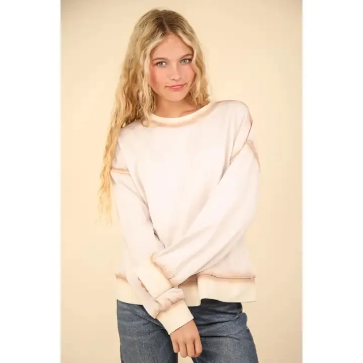 Indy - Contrast Spray Detail Oversized Sweatshirt - Taupe