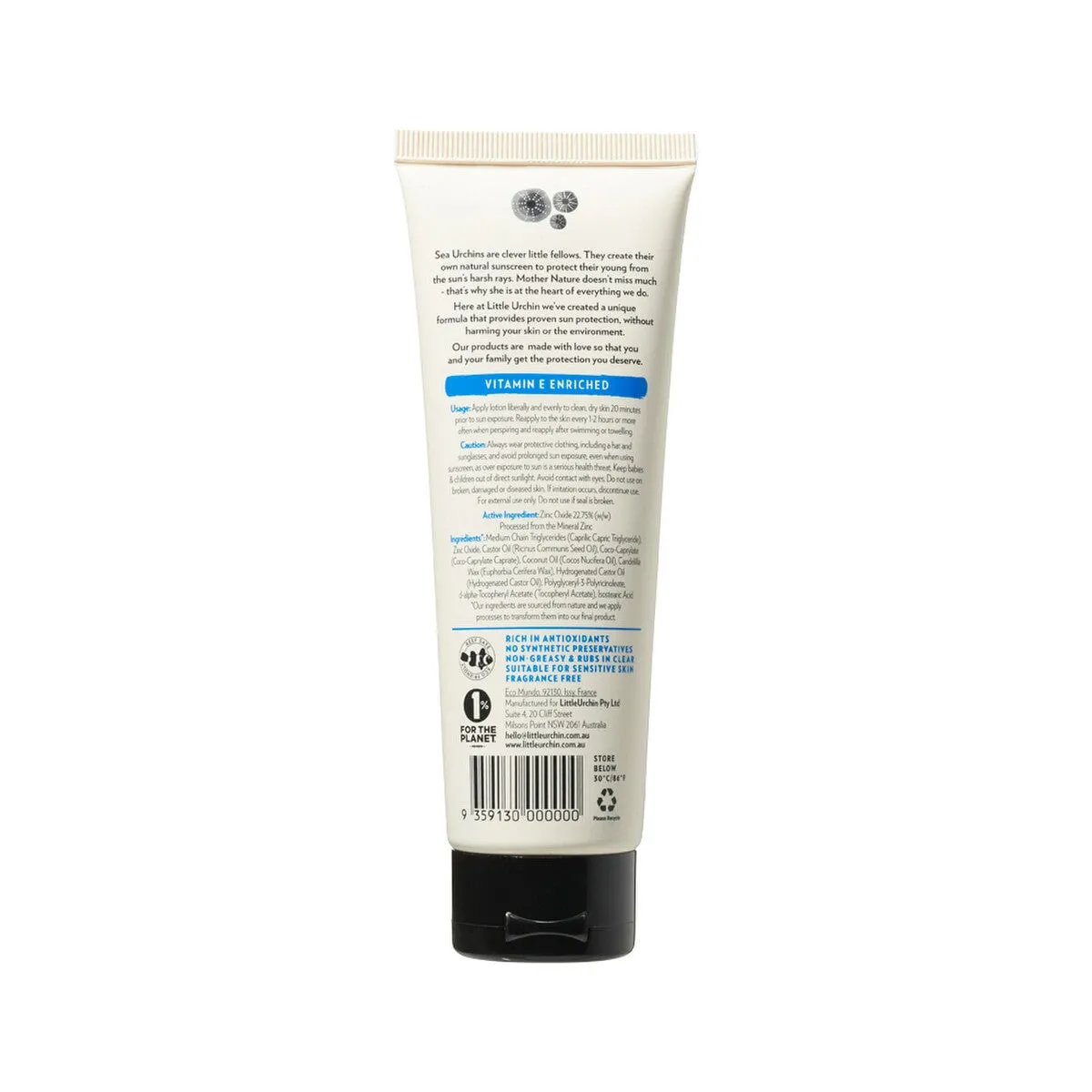 Little Urchin Natural Sunscreen Clear Zinc SPF50 