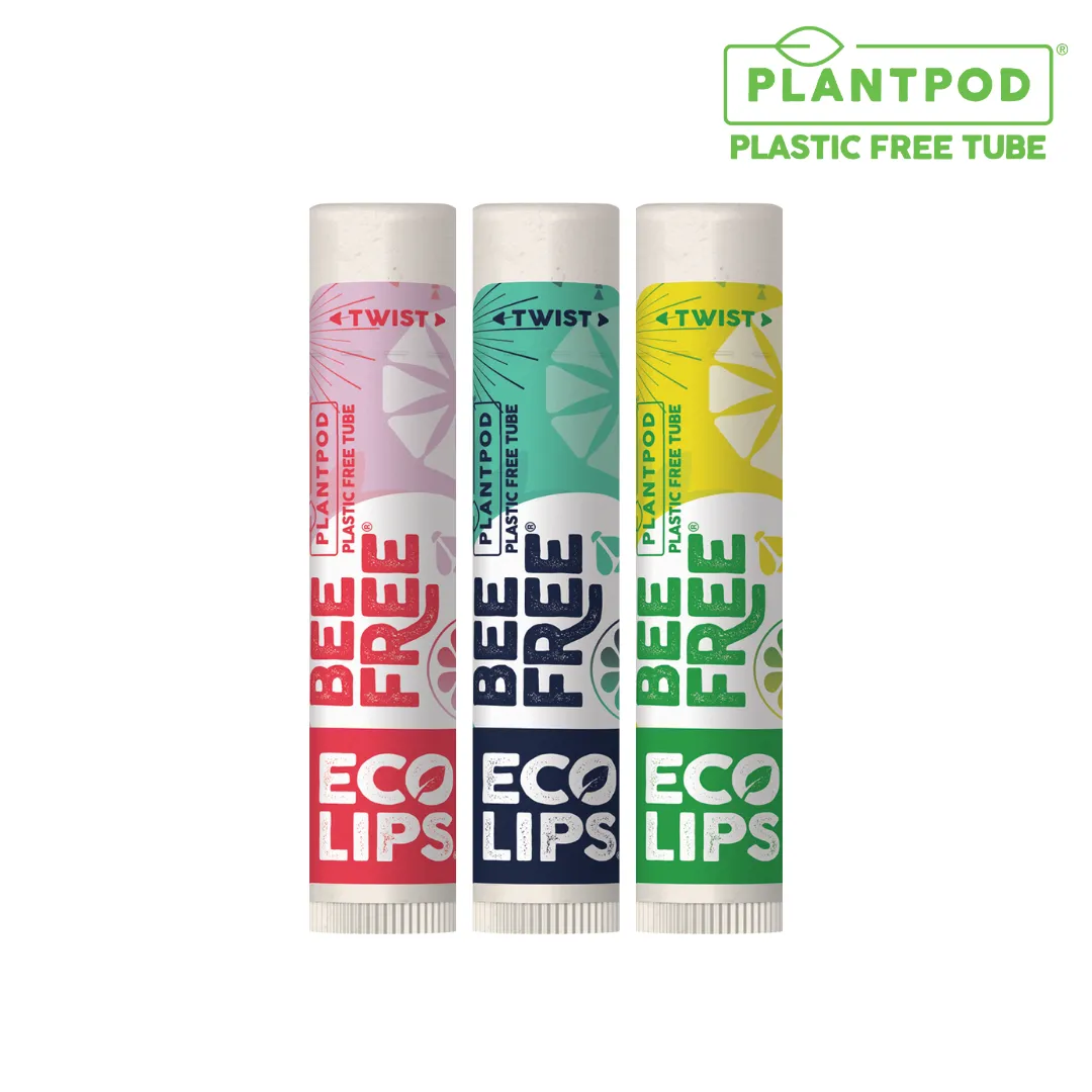 Vegan Bee Free® Plant Pod® Organic Lip Balm, 3 Pack Variety