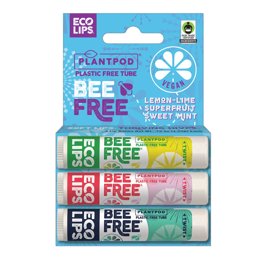 Vegan Bee Free® Plant Pod® Organic Lip Balm, 3 Pack Variety