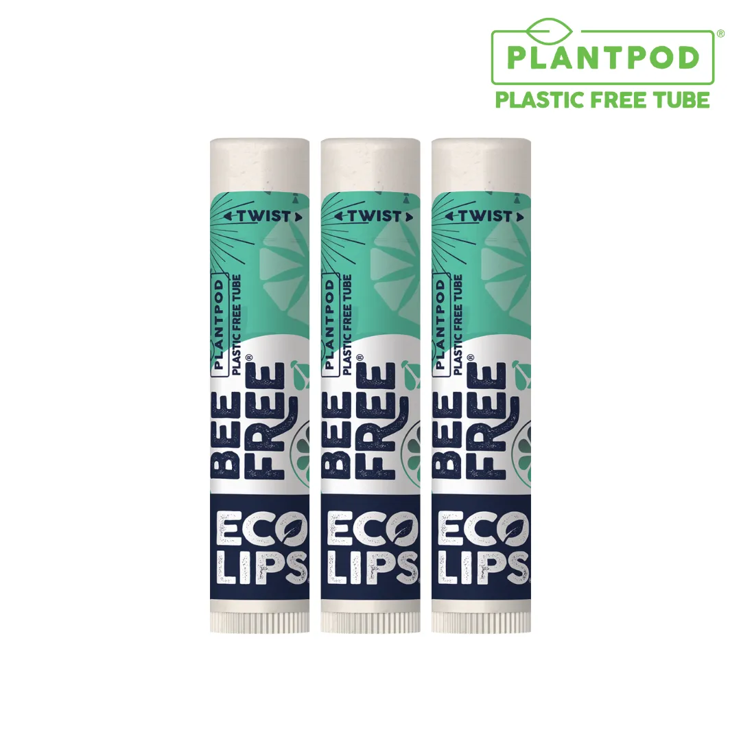 Vegan Bee Free® Plant Pod® Sweet Mint Organic Lip Balm, 3 pack