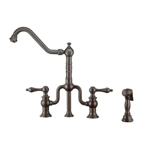 Whitehaus WHTTSLV3-9771-NT-ORB Twisthaus Plus Bridge Faucet with Swivel Spout and Side Spray